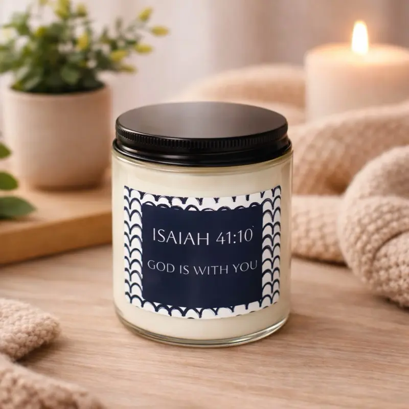 Christian Soy Candle with Lavender & Chamomile Scent Isaiah 41:10 Bible Verse Candle for Christian  Gifts
