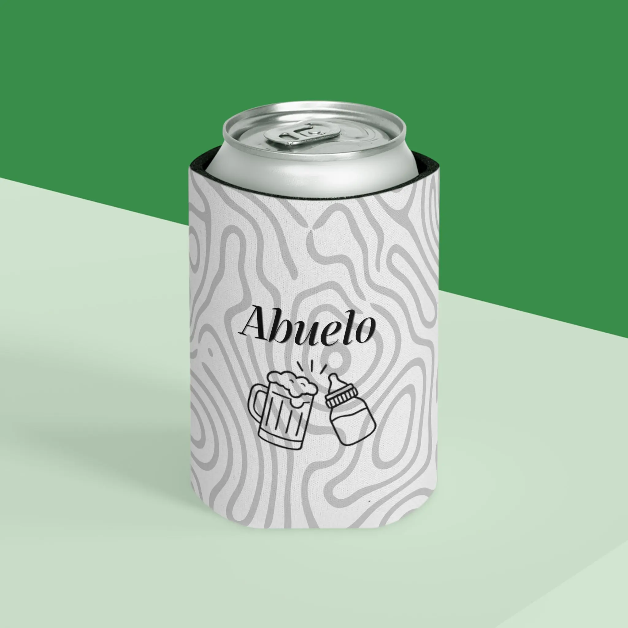 Abuelo Beer Can Cooler – Personalized Spanish Grandpa Koozie with Cheers Design