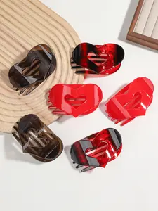 6pcs Leopard Print Hair Clips Hollow Heart Motif for Women, Cute Fall Winter Fashion Accessories, Perfect Gift for Friends, School Season Style