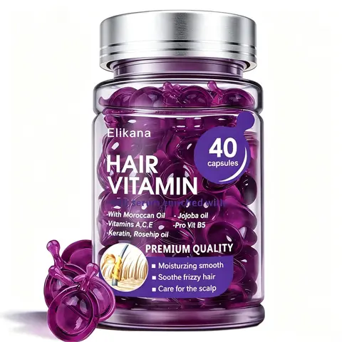 40-Capsule Hair Serum Capsules for Dry & Frizzy Hair Infused with Argan Jojoba & Botanical Oils + Vitamins A C E B5 Glass Hair Shine Repair