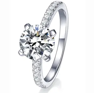 Moissanite Solitaire Engagement Ring for Women, Women's Engagement Rings Half Eternity Moissanite Promise Rings 1-3CT D Color VVS1 Clarity Wedding band 925 Sterling Silver with 18K Gold Plated