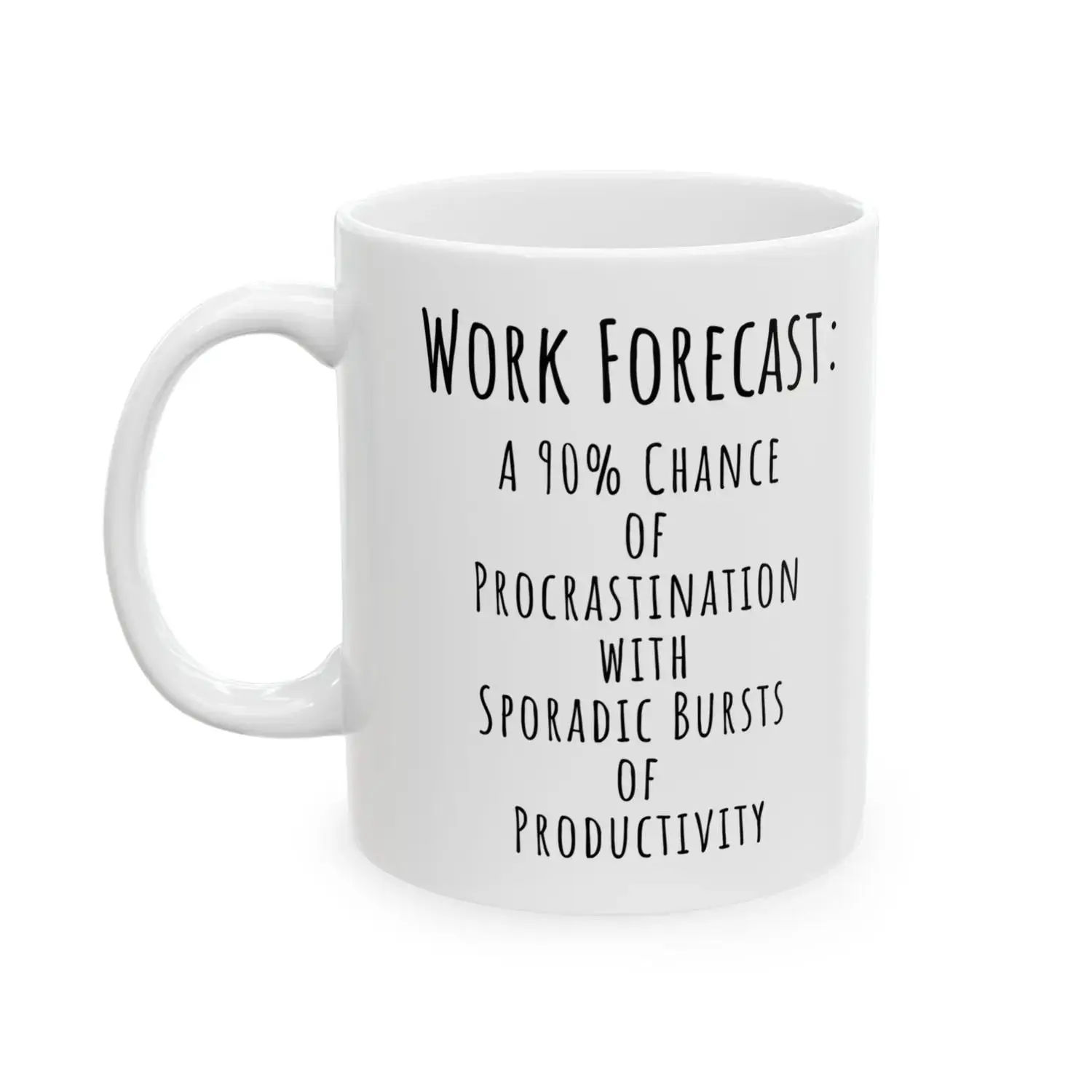 Funny Procrastination Coffee Mug, Work Forecast Productivity Mug, Office Humor Cup, Coworker Gift, Funny Work Saying Mug, Productivity Joke Cup