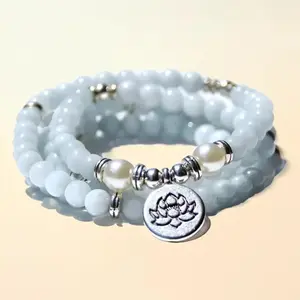 Amazon Stone Tiger Eye Stone Bracelet Necklace 108 Buddha Beads Lotus Bracelet