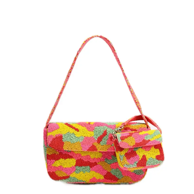 CANDY KALEIDOSCOPE BEADWORK SHOULDER BAG WITH A MINI ME BAG