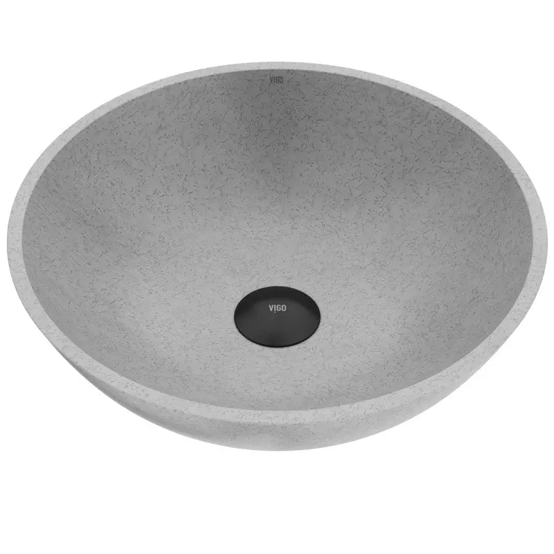 Ravenna Gothic Concreto Stone™ Vessel Sink – Handmade Matte Grey Concrete Composite, Round Above-Counter Design, Scratch Resistant, ADA & cUPC Certified