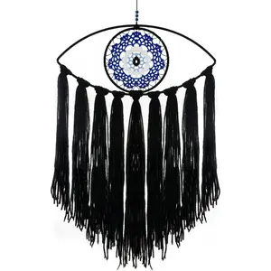 Holmgren Evil Eye Dream Catcher - Black Dream Catchers for Bedroom, Evil Eye Wall Hanging for Witch Dark Decor, Gothic Wall Decorations, Ornament Craft Gift(Black) Holmgren Halloween Boho