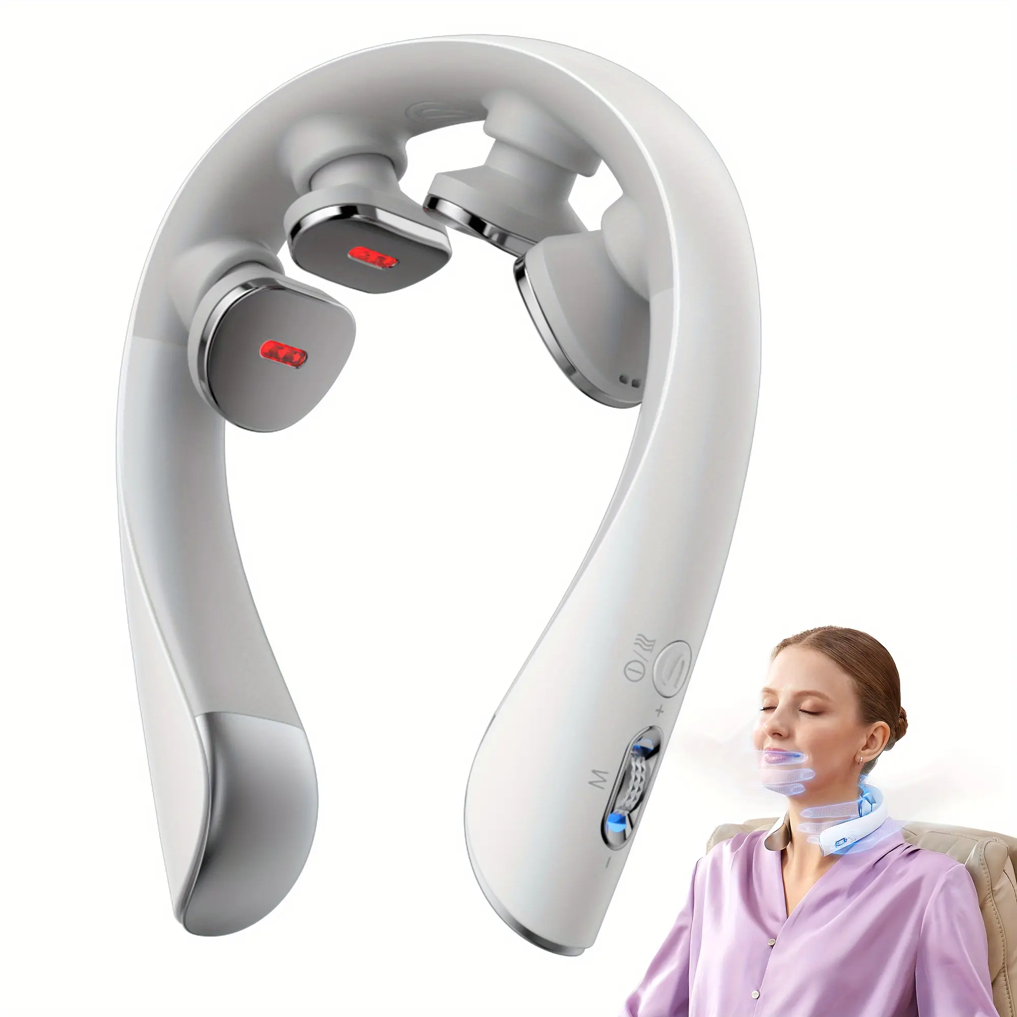 SKG K5-3 PRO Neck Massager with Heat, Electric Pulse Vibration Traction Red Light, Portable Neck Relaxer for Tension Relief, Mother Gift