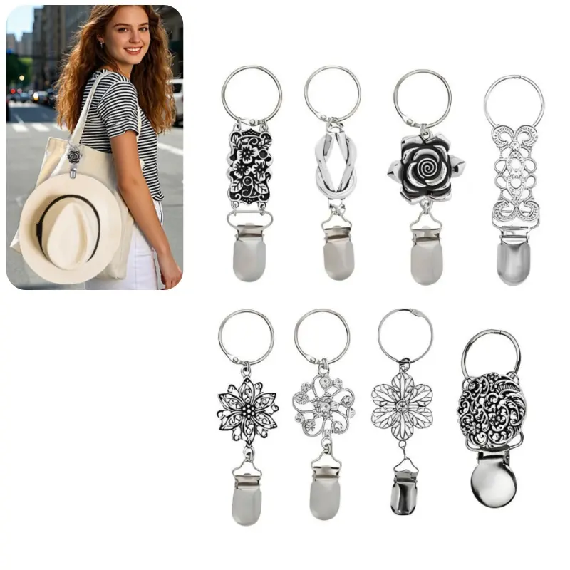8-piece metal hat clip set, suitable for travel, vacation, leisure outings, fixing hats, scarves, gloves, easy to install and remove
