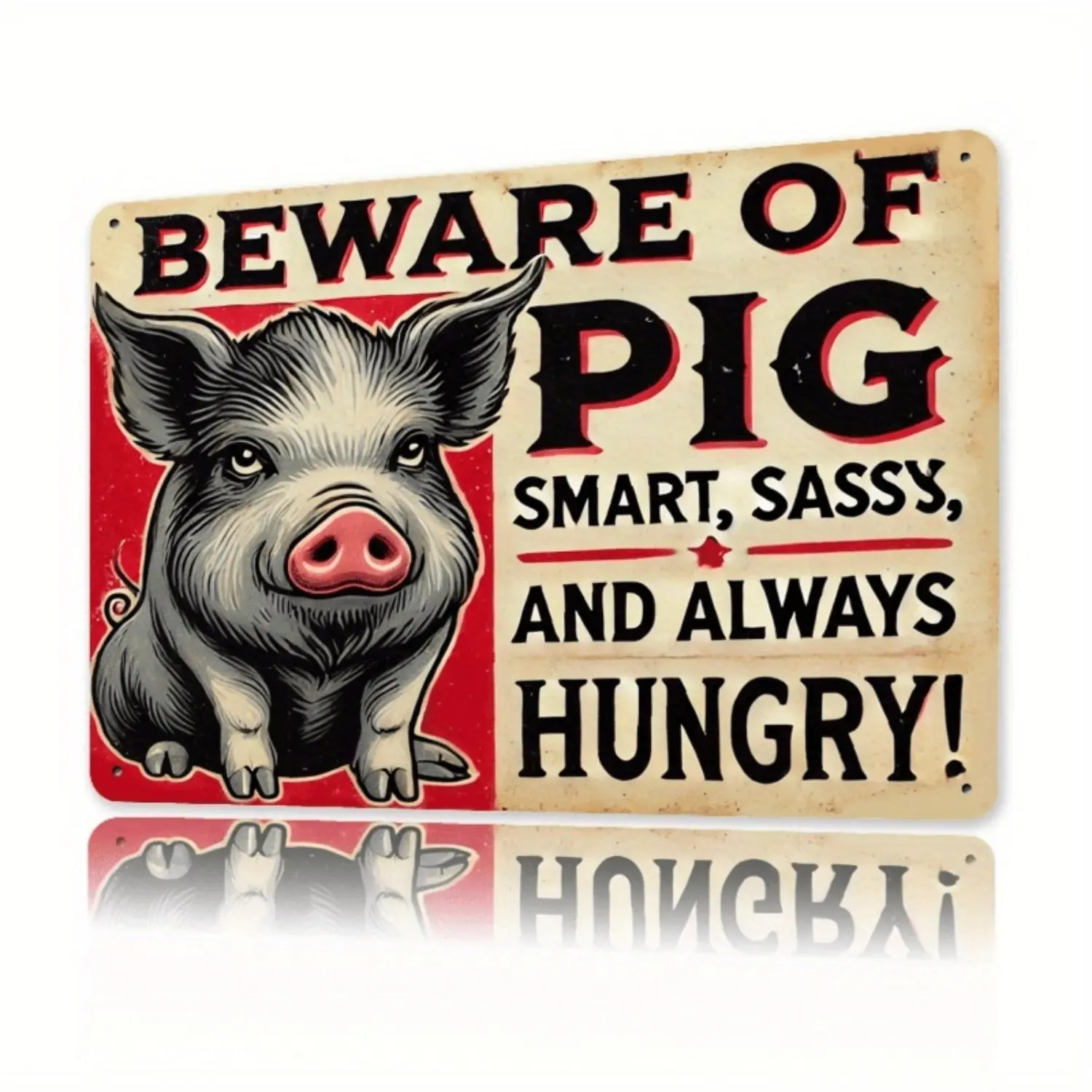 1pc Vintage Style Metal "Beware of Pig" Humorous Sign - 12x8 Inches, Farmhouse Decor for Kitchen, Cafe, Home Courtyard - Ideal Gift for Farmhouse Enthusiasts and Pet Pig Owners, Cafe Decor Accessory | Fun Design | Iron Construction, Pig Decoration