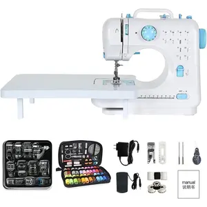 Mini Sewing Machine for Beginners with 11 Replaceable Presser Feets, Sewing Machine-in 12 Stitches, Extension Table, Reverse Sewing, 2 Speed Foot Pedal, 97pcs Sewing Kit (Blue)