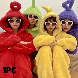 Comfortable Cartoon Character Hooded Onesie, Ultra Soft Fleece Adult Pajamas, Colorful Winter Wearable Blanket for Cozy Nights