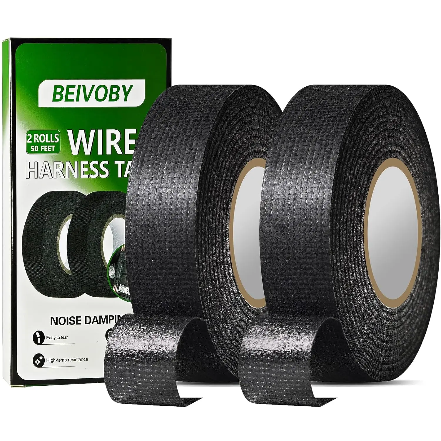 5 Rolls High Temp Wire Harness Tape (100FT Total)  Automotive Cloth Fabric Tape for Engine Wiring Loom, Cable Protection & Noise Dampening
