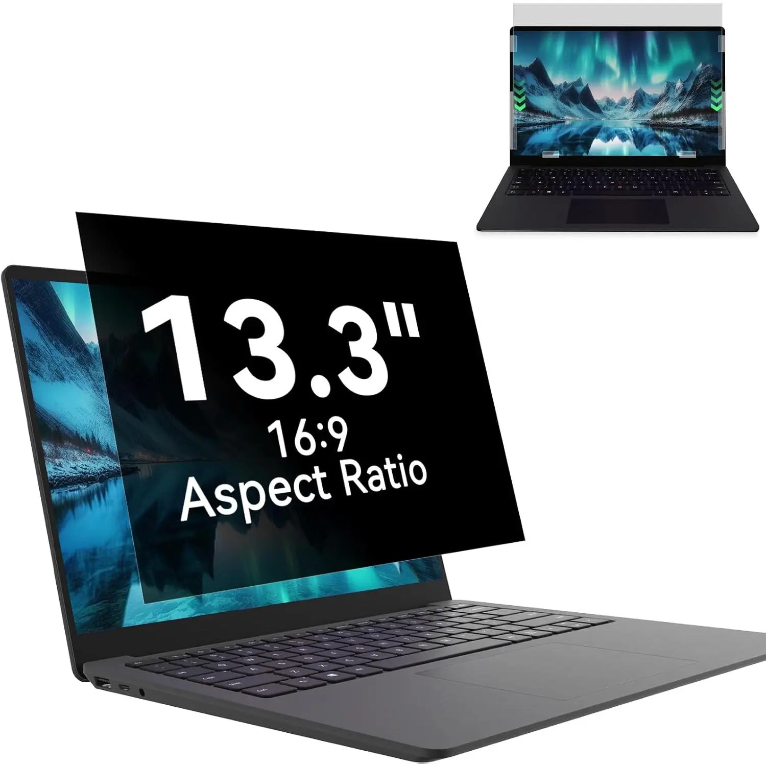13.3 Inch 16:9 Laptop Privacy Screen Protector - Advanced Anti-Glare Matte Screen Protector, 92% UV/Blue Light Block, Reversible Matte/Glossy Face, Easy Install Removable Filter for Lenovo HP Acer Asus Thinkpad Envy Xps