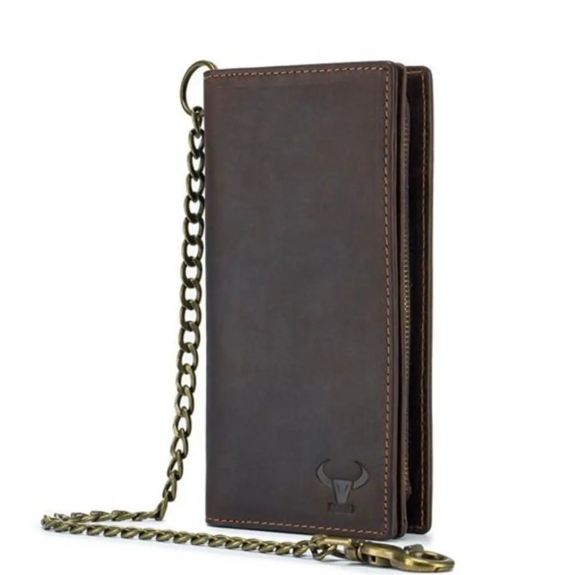 Men's Long Wallet with Chain Genuine Leather Biker Trucker Bifold Clutch (Brand New) durable classic business bifold wallet batman best card holder minimalist wallet slot r fld luxury rfid protection slim rfid automatic pop-up daily outdoor minimalist pop