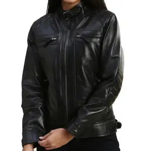 Women's Black Biker Leather Jacket