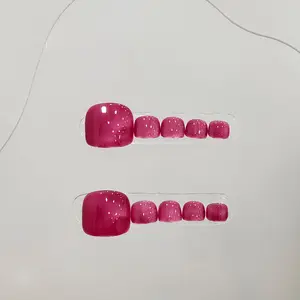10pcs/bag "Toenail" Pink Summer Simple Solid Color Toe Nail Art, Elegant, High-grade Hand-pressed Toenail Pieces, Suitable For Daily, Holiday and Banquet Wear.