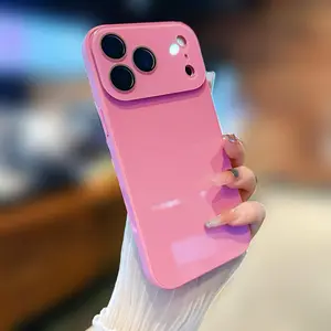 Luxury Crystal Texture Mobile Phone Case, Skin-feeling Solid Color Mobile Phone Case Suitable for Iphone17/16/15/14/13promax Series, Solid Color Mobile Phone Protective Cover
