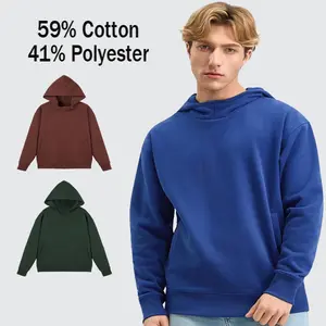 MegaT Unisex Loose-Fit Longsleeves Minimalist Hoodie - 12.3 oz Plain Fleece-Cotton Blend Pullover, Smooth Plush Ribbed Jersey Casual Sweatshirt with Pockets, Ribbed Hem, Ultra-Soft Design