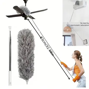 1pc, Microfiber Dusters With Extension Pole, Retractable Dust Removal Brush, Bendable Head Microfiber Dusting Brush, Reusable Washable Ceiling Fan Duster For High Ceilings, Furniture ,car, Cleaning Supplies, Cleaning Tool, Ready For School