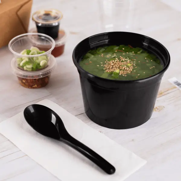 [1,000 ct] Med-Heavy Weight Asian Soup Spoon, Black