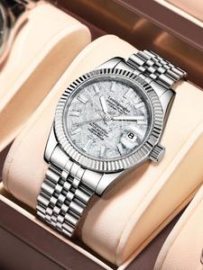 men's business fashion round dial mechanical watch, fashion watch for party, daily clothing decor, trendy all-match & exquisite watch for birthday gift with box