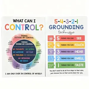 12 Pcs Calming Corner Posters 10x14 Inch - Feelings Wheel & Emotion Chart for Kids, Calm Down Corner Supplies for Preschool, Classroom, Therapy Office & School Counseling Wall Decor