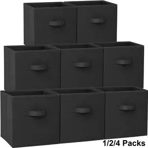 Storage Cubes - 11 Inch Heavy Duty Fabric Closet Bins for Shelves, Cube Organizer - 1/2/4 Pack Collapsible Decorative Storage Bins Baskets for Organizing Clothes Blankets Toys