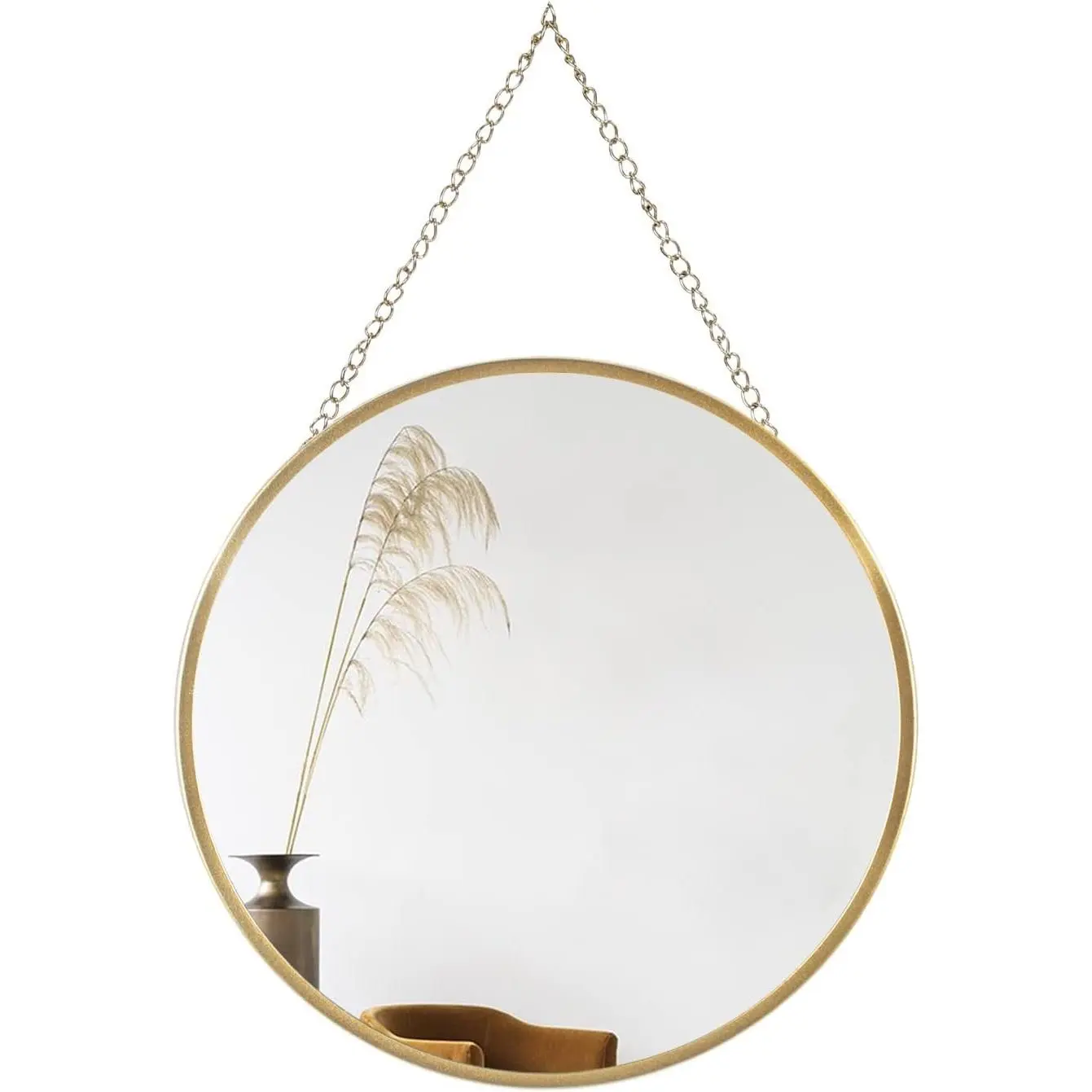 Small Hanging Circle Mirror, 10" Gold Wall Mirror with Hanging Chain | Round Mirrors for Wall Decor Entryway, Bathroom, Bedroom, Vanity, Living Room