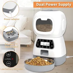 3.5L Automatic Pet Feeder with Stainless Steel Bowl, 12-Key Control, Voice Recorder & Dual Power for Cats and Dogs