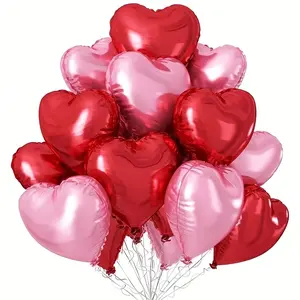 18-Piece Heart-Shaped Aluminum Foil Balloons Set ( & ), Perfect for Weddings Birthdays Anniversaries Valentine's Day Party Decorations