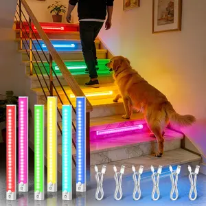 3/6pcs RGB Sensing Multicolor Gradient Ambient Light, Click The Button to Switch Between Single Color Mode, Gradient Multicolor Mode, And Running Light Mode. It Features Charging And a Magnetic Sensing Design