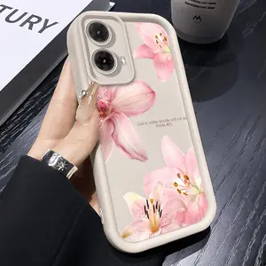 Lilys with Verses Pattern TPU Phone Case suitable for Motorola Moto G85 G84 G75 G60 G54 G53 G50 G35 5G Shockproof Full Camera Protection Durable Slim Cover Smartphone Casing