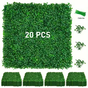 20 Pieces Artificial Milan Grass Panels, Plastic Fake Grass Wall, Indoor Home and Outdoor Park Decor, No Power Required