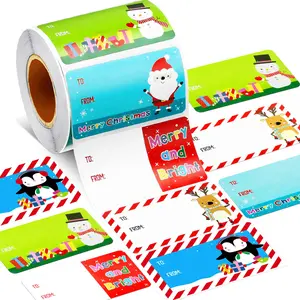 500 Pieces Christmas Tags Self Adhesive Gift Tags for Xmas Presents Christmas Name Labels Stickers for Wrapping Paper Festival Birthday Holiday Decor(Classic Style,2.95 x 1.6 Inch)