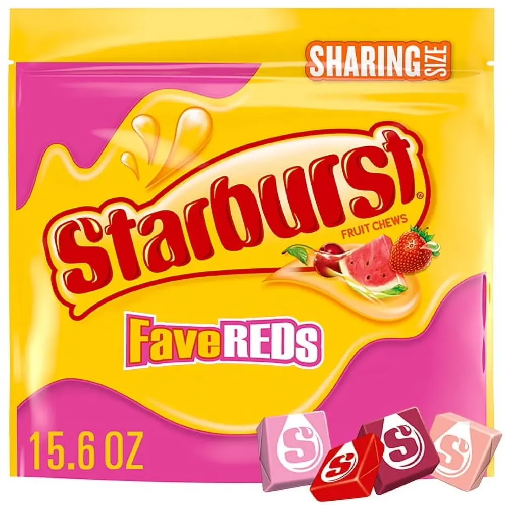 Starburst Favereds Fruit Chews Chewy Candy Sharing Size 15.6 oz Bag with Strawberry Fruit Punch Watermelon and Cherry Flavors
