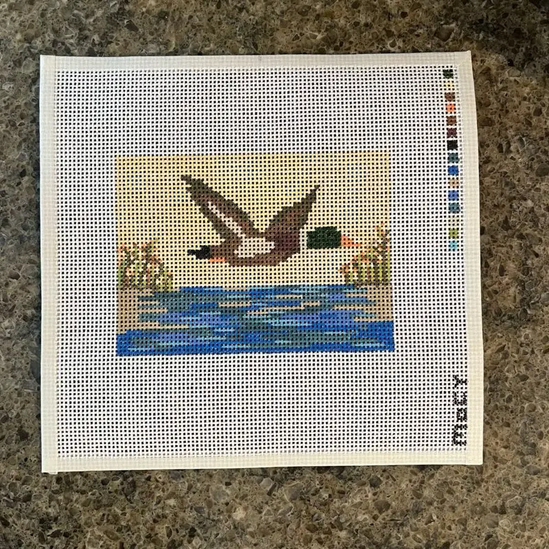 Hand Painted “Marsh Duck” Needlepoint Canvas
