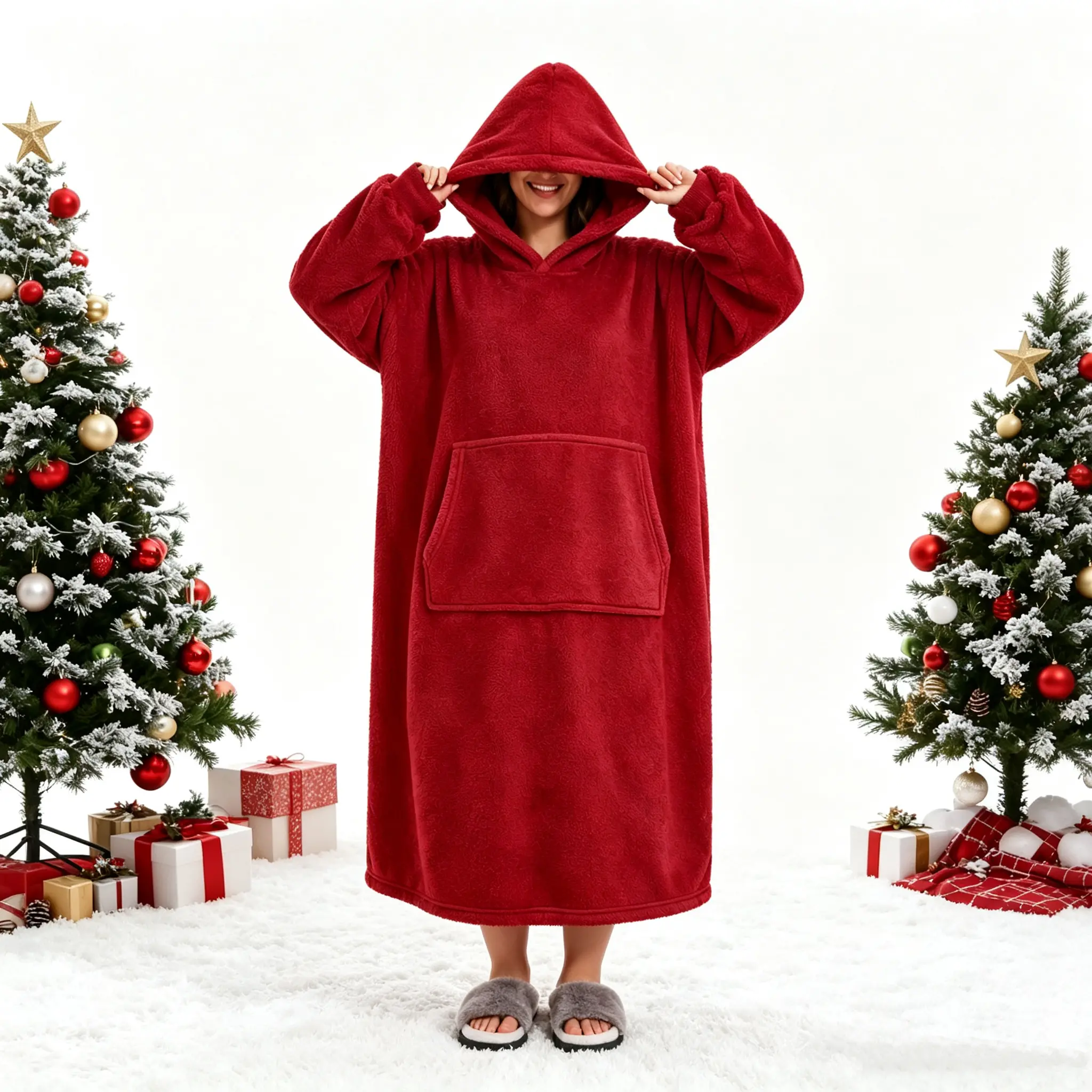Unisex Oversized Hooded Blanket Sweatshirt, Lightweight, Soft Flannel Hooded Robe with Pockets, Ultra-Comfortable and Warm Loungewear, Machine Washable, Christmas and Thanksgiving's Perfect Gift, Available in Multiple Colors