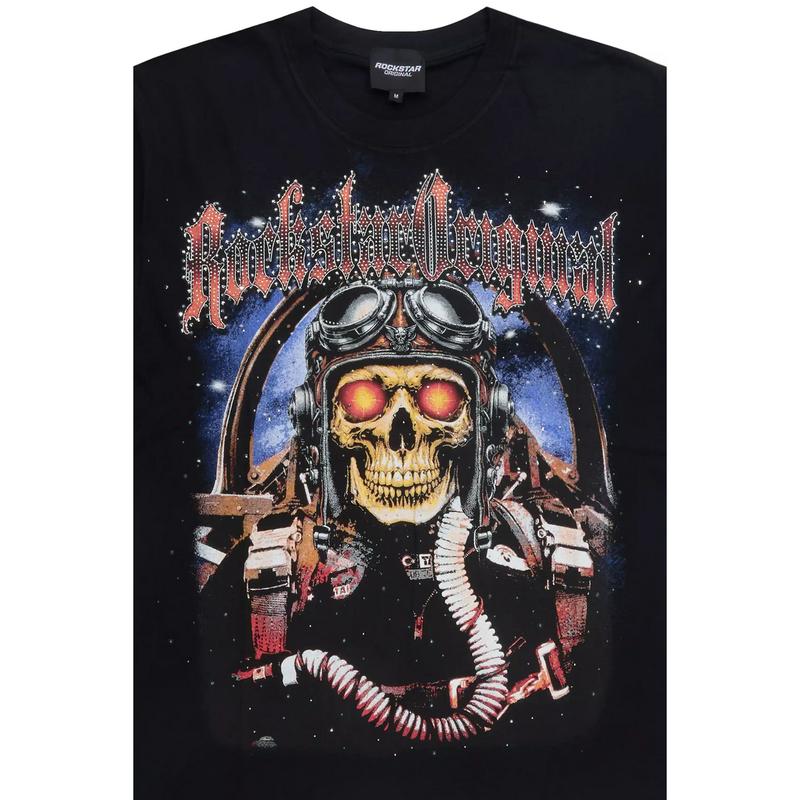 Airhart Black Graphic Rhinestone T-Shirt