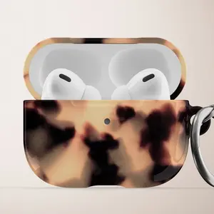 Tortoise Pattern Apple Air Pods Case, Classy Brown Animal Pattern Hard Plastic Animal Print Airpods Pro Case with Carabiner Keychain
