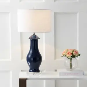 JONATHAN Y Liberty Ceramic/Crystal LED Table Lamp , for bedroom, living room, foyer, hallways, dining room, dorms