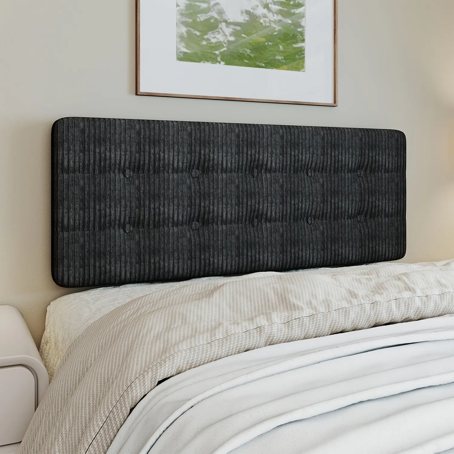Peel & Stick Upholstered Headboard with Soundproof Panels - Self-Adhesive Foam Board & Channel Tufted Suitable for Bedroom, No Tools Installation, Easy Wall-Mounted Headboard for Modern Homes, Suitable for or Media Room