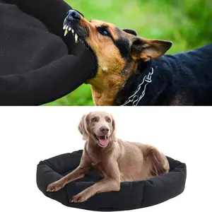 HOMBYS Chew Proof Dog Bed Indestructible Dog Bed for Aggressive Chewers Round Durable Tough Pet Bed Waterproof Orthopedic Dog Pillow Bed for Large Dog (28"x36"x7")