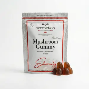 Hermetica Eternity Mushroom Gummies - 12-in-1 Botanical Complex 60ct Vegan Gluten-Free Non-GMO Natural Flavored Energy Boost - Healthcare