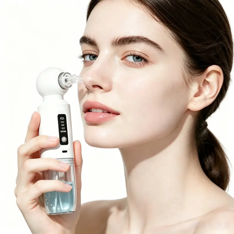 6 Blackhead Cleaning Tools, USB Charging Mini Bubble Facial Cleansing Device, Vacuum Electric Blackhead Pore Cleaning Device, Activate Heating Mode, Hot Compress Small Bubble Blackhead Cleaning Device, Pore Cleaning Device, Acne Removal, Includes 6 Suctio