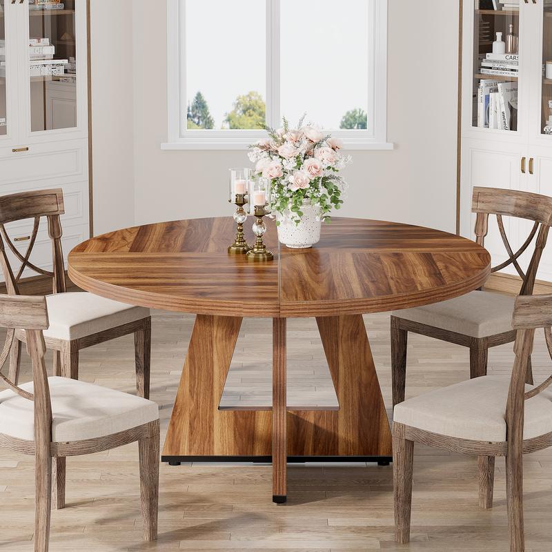 Tribesigns 47 Inch Round Dining Table for 4 - High-Quality Engineered Wood, Easy to Clean, Waterproof, Durable,Chair Not Included Pedestal Tabletop Mode