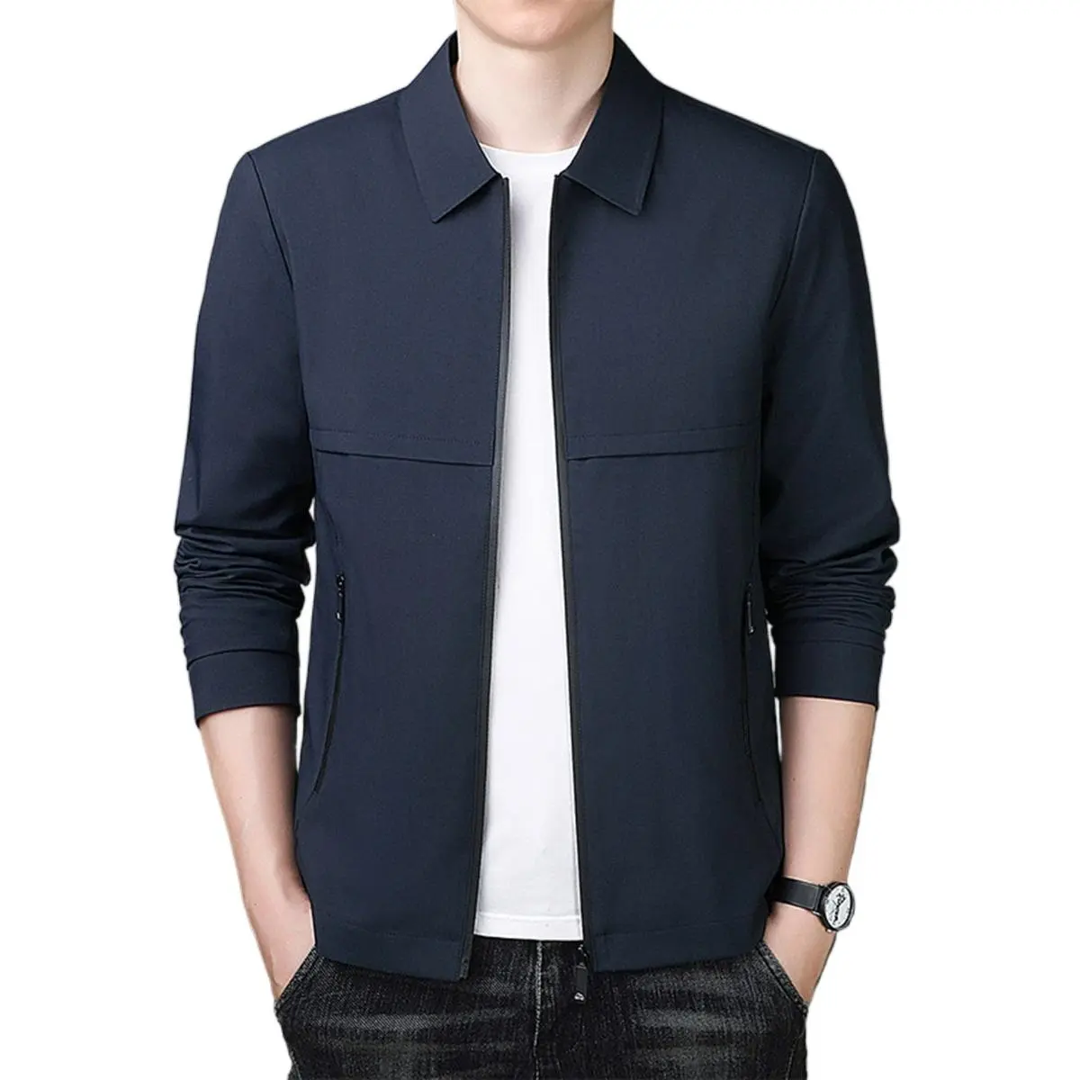 Men's Plain Knit Sweater Jacket, Casual Long Sleeve with a Relaxed Fit, Soft Athletic Zip-Up for Chic Daily & Party Wear, Knitting, Holiday, Relaxed Jacket, Korean, Preppy, Work, Fitted