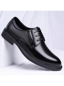 Men's Business Formal Leather Shoes, Classic Lace-Up Design, Comfortable Rubber Sole, Perfect for Office & Important Occasions