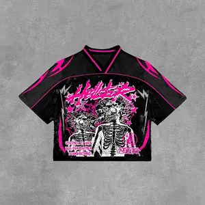 Vintage Skull In Soul Hell Star Graphic Blokecore Blokette (Black Pink Edition) Football V-Neck Retro Summer Trendy Baseball Jersey Shirt Gift For Him Gift For Her Birthday, Baseball Jersey Outfit, AOP Merch, Outfit for Baseball Shirt Fan