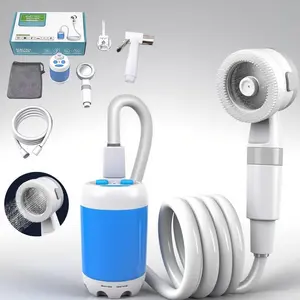 650g Portable Camping Shower Pump Kit, USB Rechargeable, 2 Modes, Multifunctional Bracket, Storage Bag for Hiking, Beach, Outdoor