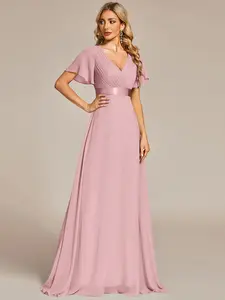 Ever-Pretty Long Empire Waist Bridesmaid Dress with Short Flutter Sleeves 09890 Womenswear Comfort Fitted Ever-Pretty Long Empire Waist Bridesmaid Dress with Short Flutter Sleeves 09890 Womenswear Comfort Fitted